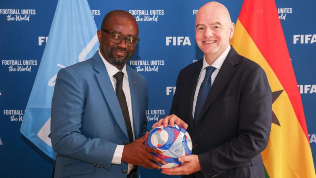 FIFA President Gianni Infantino meets Ghana FA President Kurt Okraku in Paris
