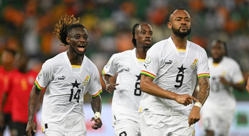Crystal Palace celebrates Jordan Ayew's hat trick for Ghana.
