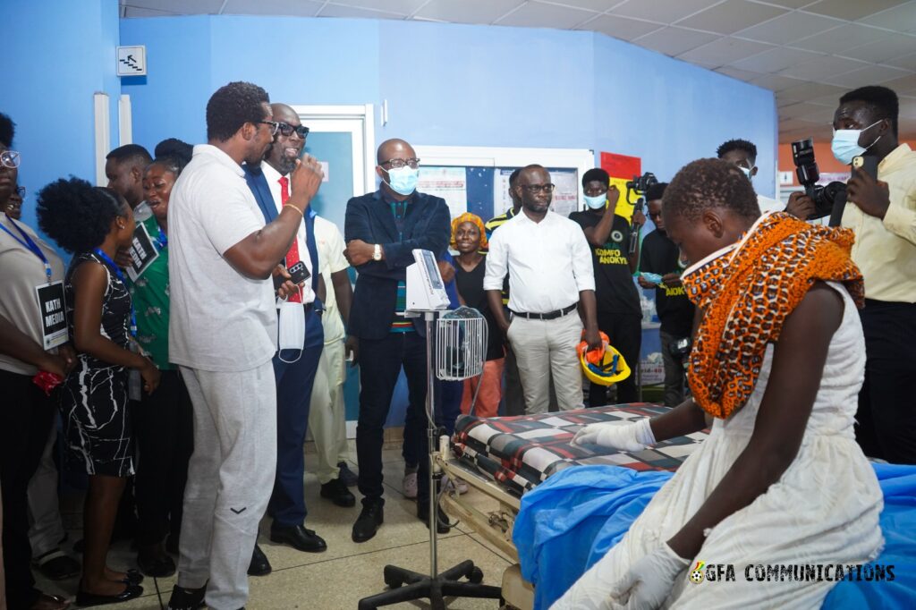Ghana FA boss Kurt Okraku, Black Stars visit 'Heal Komfo Anokye’ project in Kumasi