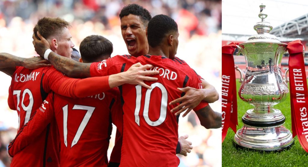 Manchester United won the FA Cup by beating Man City 2-1 at Wembley.