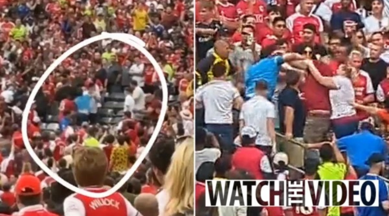 Footage shows fans fighting in the stands as Manchester United beat Arsenal in America